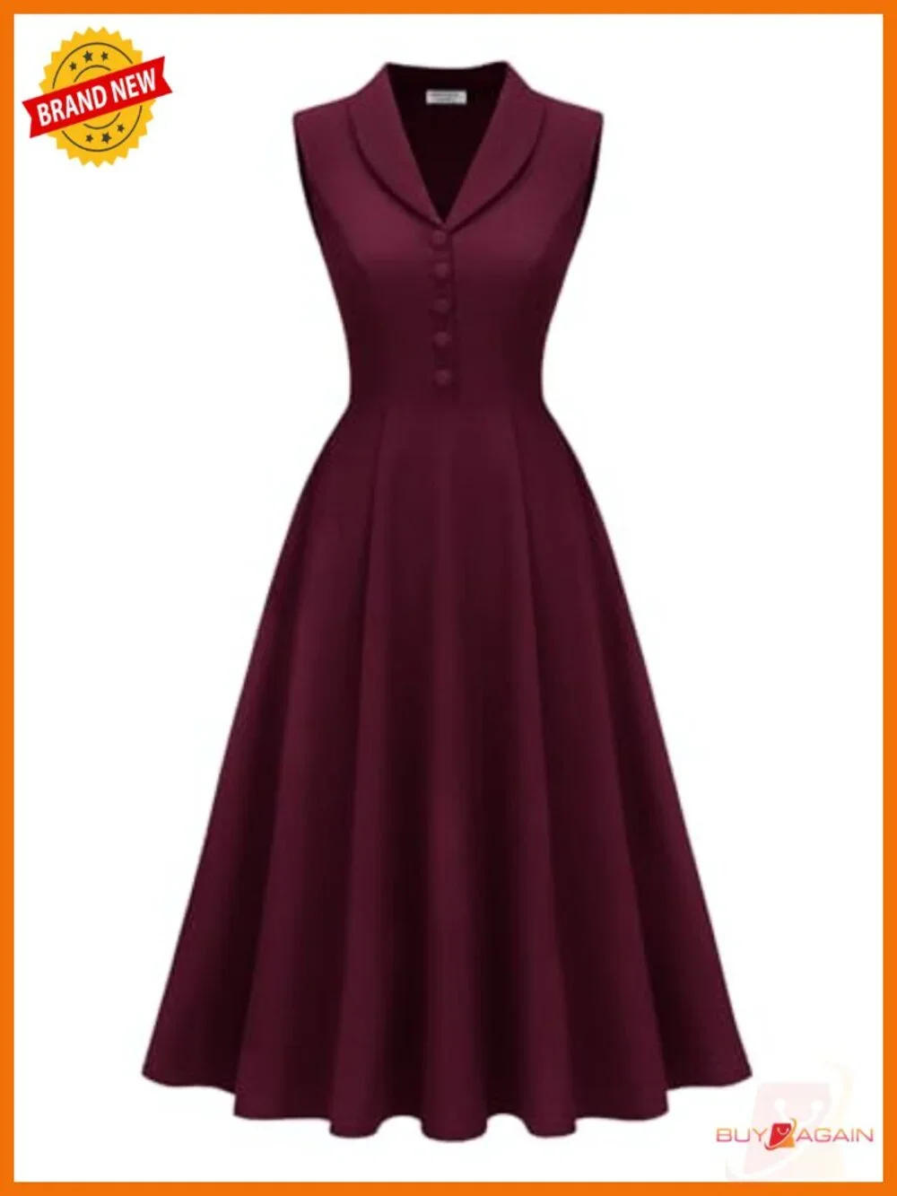 Vintage 1950s Midi Cocktail Dress Sleeveless A-Line Semi-Formal